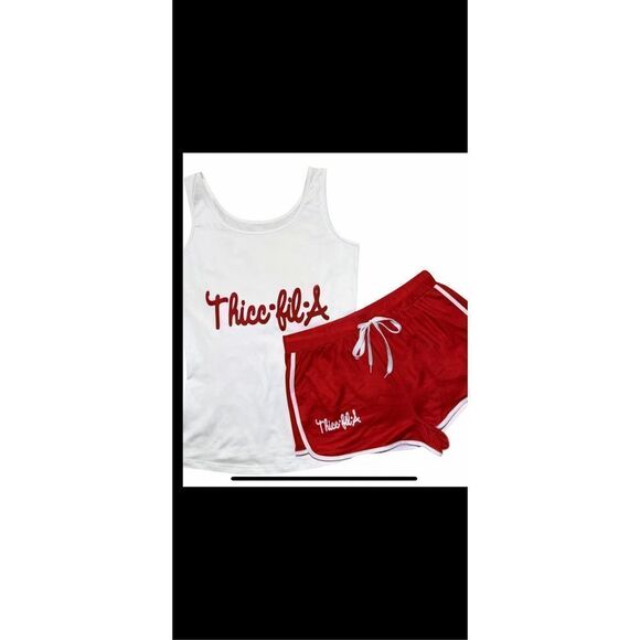 🔥Sexy “Thicc-Fil-A”  Two-Piece set tank top and drawstring shorts. Xxl - Picture 5 of 14